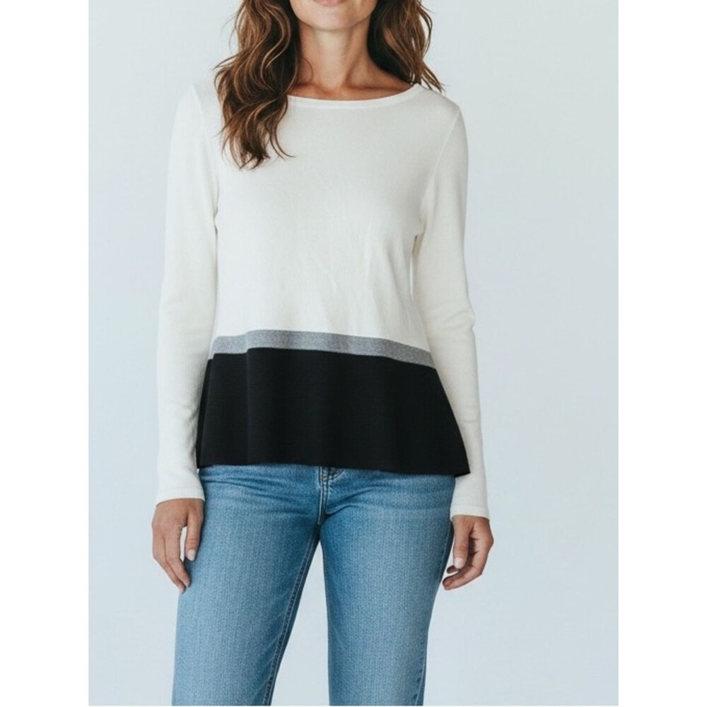Women's White House Black Market Long Sleeve Striped Asymmetrical Hem Sweater